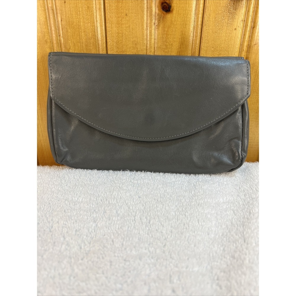 Buxton Cowhide Wallet Women Grey Double Sided